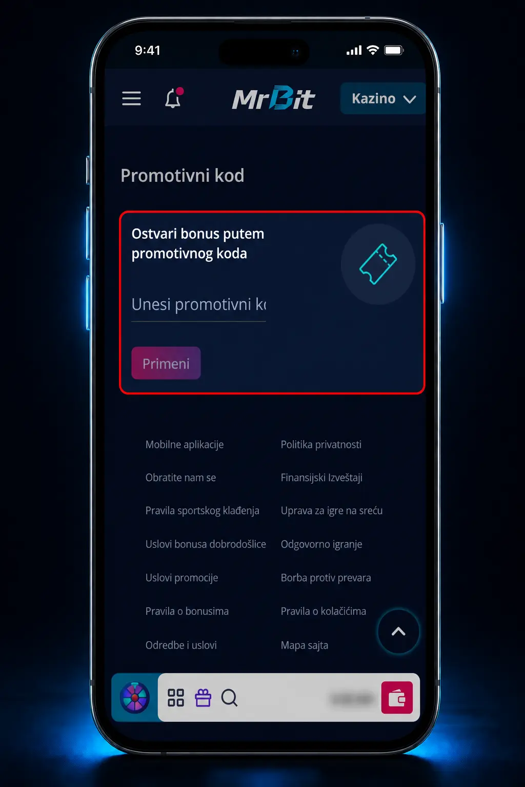 Uputstvo korak po korak za aktivaciju MrBit bonusa: registracija, uplata, unos bonus koda i prijem sredstava.