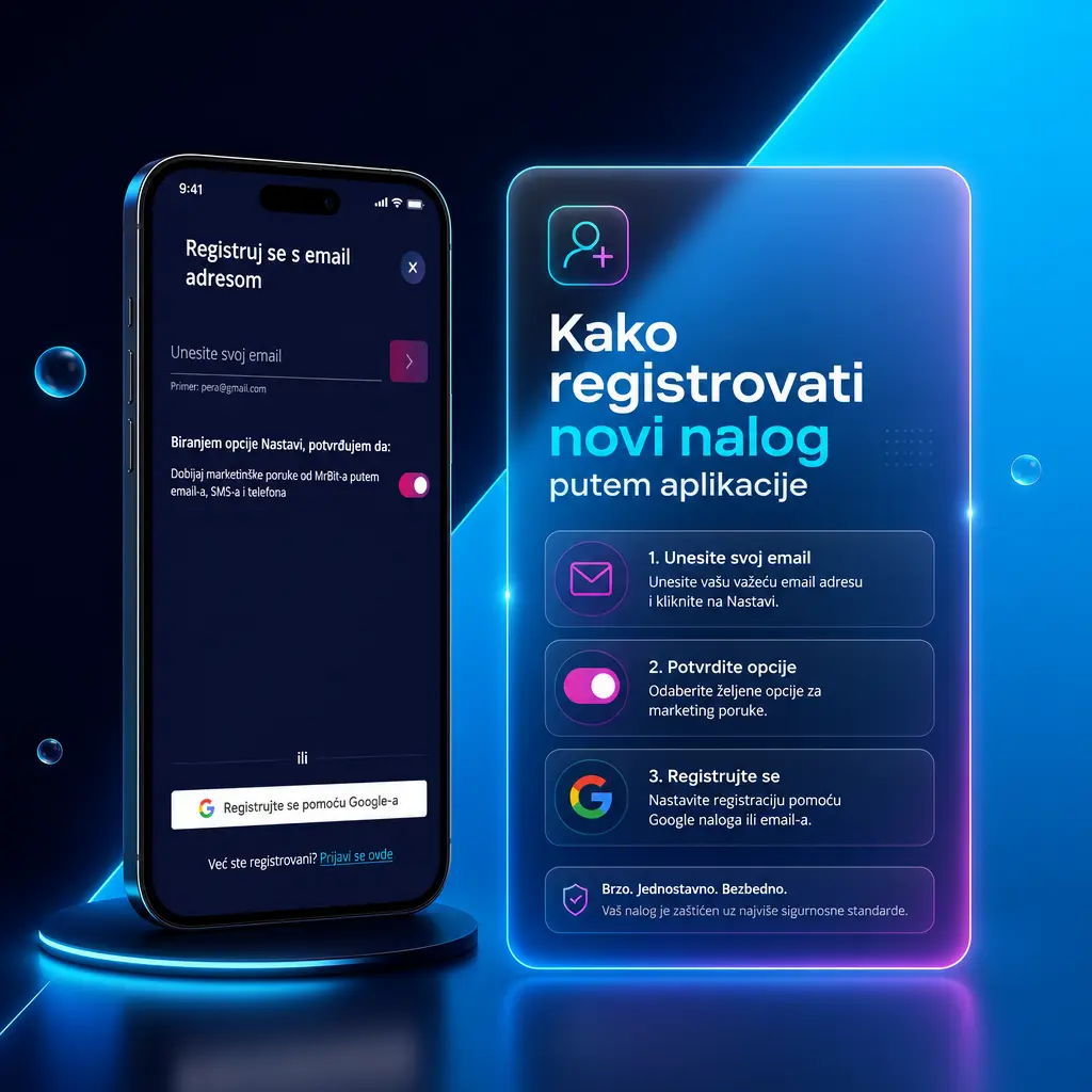 Uputstvo za registraciju novog naloga putem MrBit aplikacije u nekoliko jednostavnih koraka