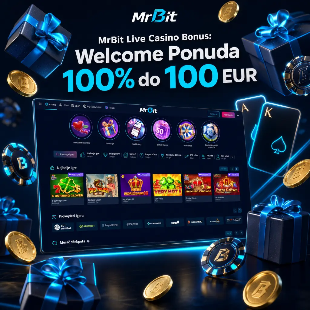MrBit Live Casino welcome bonus 100% do 100 EUR i 100 Freespins-a za nove igrače uz minimalni depozit od 500 RSD.