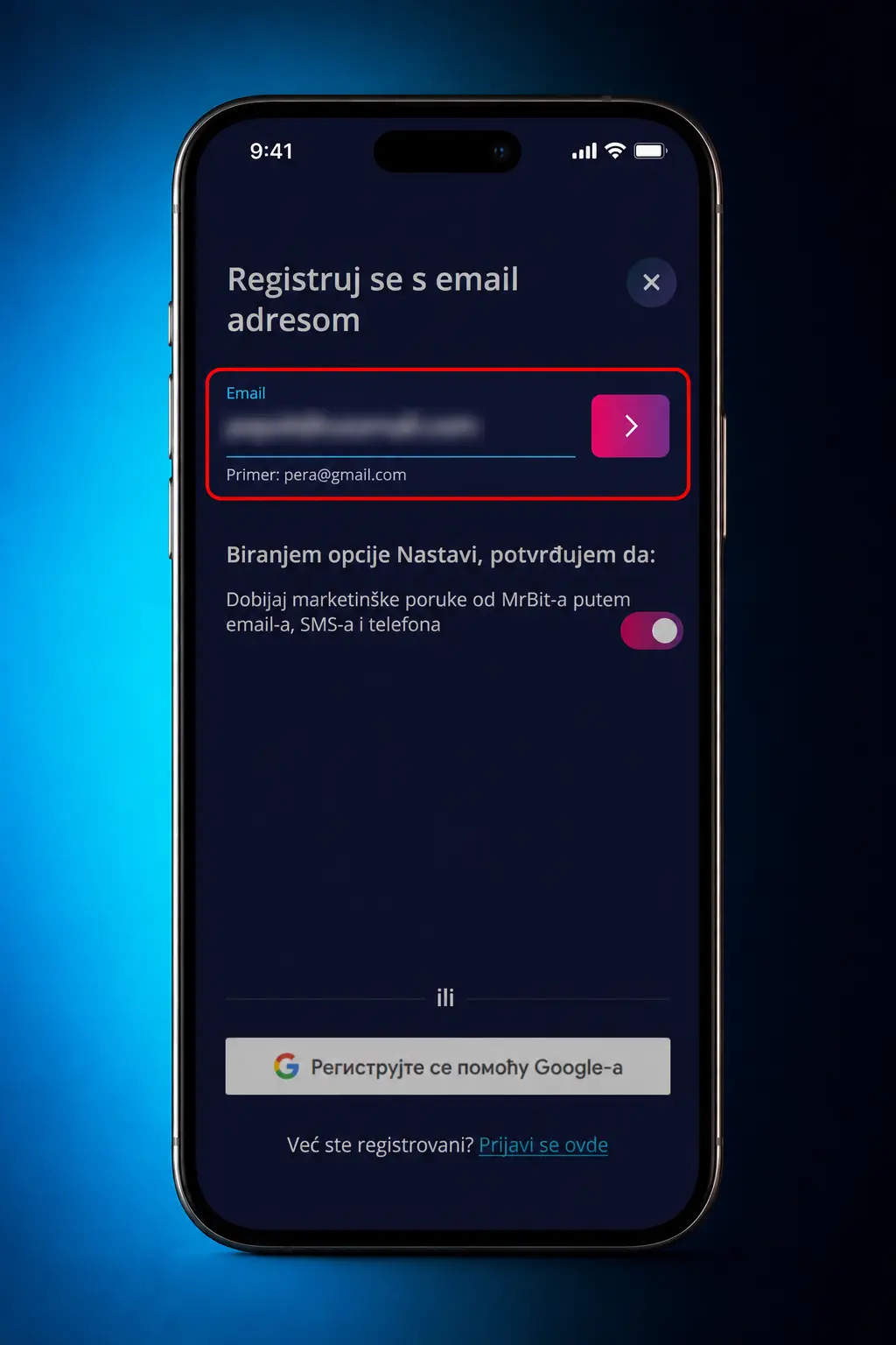 Uputstvo za registraciju na MrBit platformi - koraci za otvaranje naloga i unos podataka