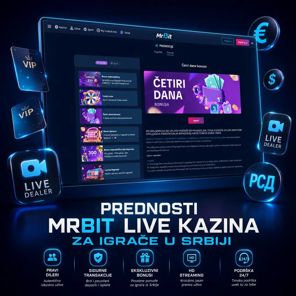 Prednosti MrBit live kazina za igrače u Srbiji: RSD valuta, podrška na srpskom, licenca i brze isplate